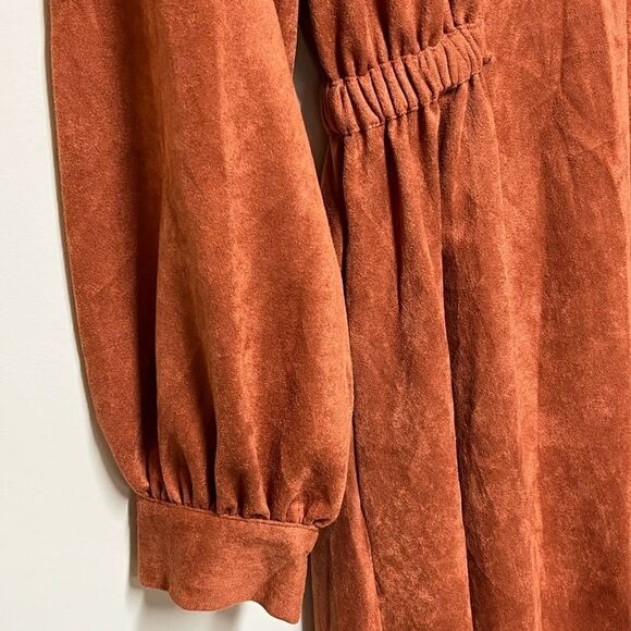 Revolve Alexia Admor Hailey Micro Suede MIDI Dress Copper Sz 8 - Picture 8 of 10